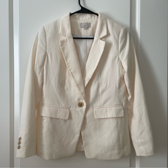 LOFT 00Petite Cream Blazer - Picture 2 of 4